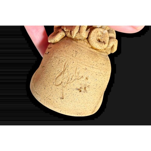 Vintage Artisan Clay/Stoneware Applied Floral Art Pottery 6" Bell Studio Signed - Picture 6 of 8